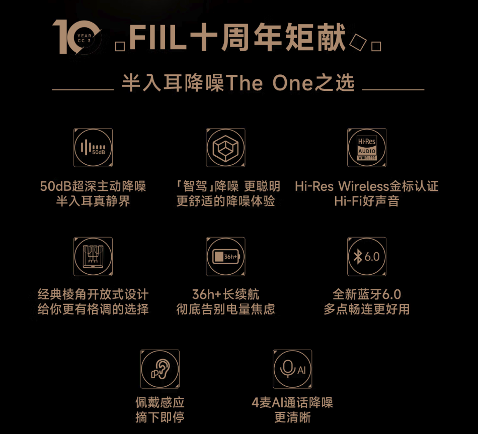 FIIL斐耳CC3 TWS半入耳式耳机上架 50dB降噪+Hi-Res音质仅299元